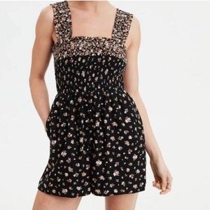 American Eagle Outfitters Black Floral Romper